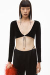 alexander wang crystal thong pant in silk charmeuse black
