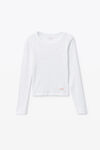 Alexander Wang white crystal hotfix long sleeve crewneck tee