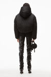 alexander wang crop puffer in logo jacquard nylon black