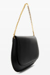 alexander wang crest flap bag in leather black
