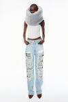 Alexander Wang light bleach indigo distressed jean with knit detail