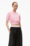 alexander wang short sleeve pullover in compact deboss prism pink