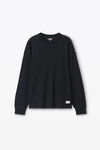 Alexander Wang black crystal hotfix crewneck long-sleeve tee in waffle knit
