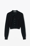 Alexander Wang black 美利奴羊毛高频堆叠徽标装饰开衫