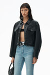 alexander wang fly high-rise stacked jean in denim vintage faded indigo