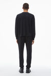 Alexander Wang black crystal hotfix crewneck long-sleeve tee in waffle knit