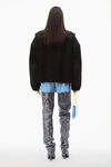alexander wang nylon combo jacket in plush double fleece black