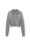 Alexander Wang heather grey grey wool-blend hotfix polo cardigan