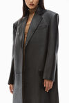 alexander wang tailored boxy coat in moto leather black