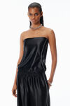 Alexander Wang black ribbed short-sleeve dress in satin faille