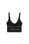alexander wang logo elastic bra in ribbed jersey    black