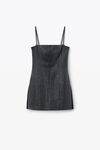 Alexander Wang charcoal 水晶烫钻装饰羊毛斜纹布方领迷你连衣裙