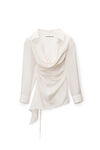 alexander wang cowl neck shirt in washed silk habotai ivory