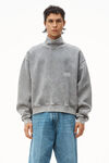 alexander wang high neck pullover in dense fleece acid grey
