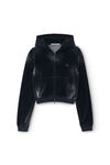 Alexander Wang washed nickel hoodie with clear bead hotfix in crushed velour