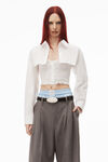 alexander wang layered smocked cami in compact cotton white