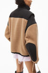 alexander wang 双面长摇粒绒尼龙拼接背心 camel/black