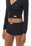 Alexander Wang black crystal hotfix long-sleeve cardigan in waffle knit