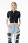 Alexander Wang charcoal charcoal wool short sleeve polo cardigan