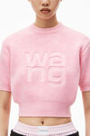 alexander wang short sleeve pullover in compact deboss prism pink