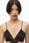 alexander wang lace cutout slip dress in silk charmeuse black
