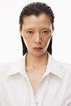 alexander wang logo elastic dress in cotton poplin  white