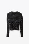 alexander wang ruched cardigan in spandex jersey black