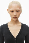 Alexander Wang washed black cardigan in waffle-knit cotton stretch