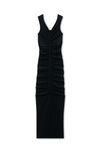 Alexander Wang black 褶饰宽 v 领超长款连衣裙