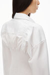 alexander wang smocked shirt dress in cotton poplin white