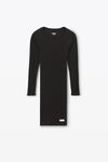 Alexander Wang black long sleeve loungewear dress in ribbed cotton jersey