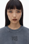 Alexander Wang washed asphalt essential 毛圈布徽标装饰运动衫