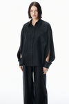 Alexander Wang black 黑色真丝开衩袖衬衫