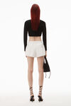 alexander wang jacquard long sleeve logo cardigan in stretch knit black