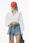 Alexander Wang white cropped shirt in organic cotton with logo elastic