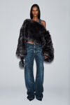 Alexander Wang black crackle indigo clear crystal hotfix moto pant in cotton denim