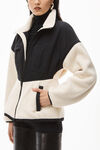 alexander wang sculpted jacket in teddy fleece & nylon vintage white/black