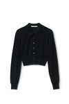 Alexander Wang black 美利奴羊毛高频堆叠徽标装饰开衫