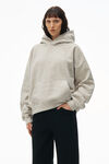 hooded sweatshirt in flocked terry with logo flag tag