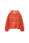 alexander wang glitter logo hoodie in classic terry fiery red combo