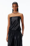 Alexander Wang black ribbed short-sleeve dress in satin faille