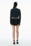 Alexander Wang washed black 有机棉扭绳花纹针织短款开衫