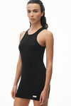 Alexander Wang black racer tank loungewear dress in ribbed cotton jersey