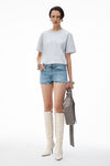 Alexander Wang light heather grey puff logo tee in cotton jersey