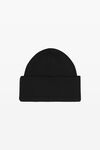 Alexander Wang black 圆顶徽标针织帽（罗纹羊毛弹力）