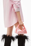 alexander wang 缎面烫钻 scrunchie 迷你手袋 prism pink