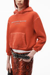 alexander wang glitter logo hoodie in classic terry fiery red combo
