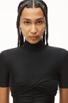 alexander wang 弹力平纹针织褶皱半高领连衣裙 black