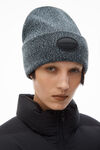 Alexander Wang oxford blue dome logo beanie in ribbed wool stretch