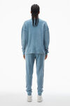 Alexander Wang washed blue 华夫纹针织棉弹力长袖 t 恤